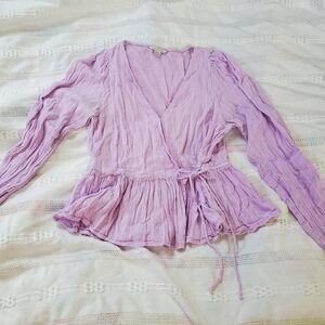 American Eagle Outfitters M Lilac Wrap Blouse